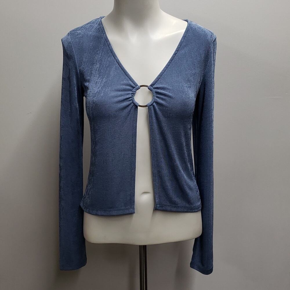 Princess Polly Blue Slinky Ember Ring Top Women's Size 8 Coquette Hippie Retro